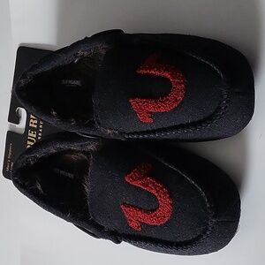True religion mens felt fur slippers big logo size S M  L XL Black